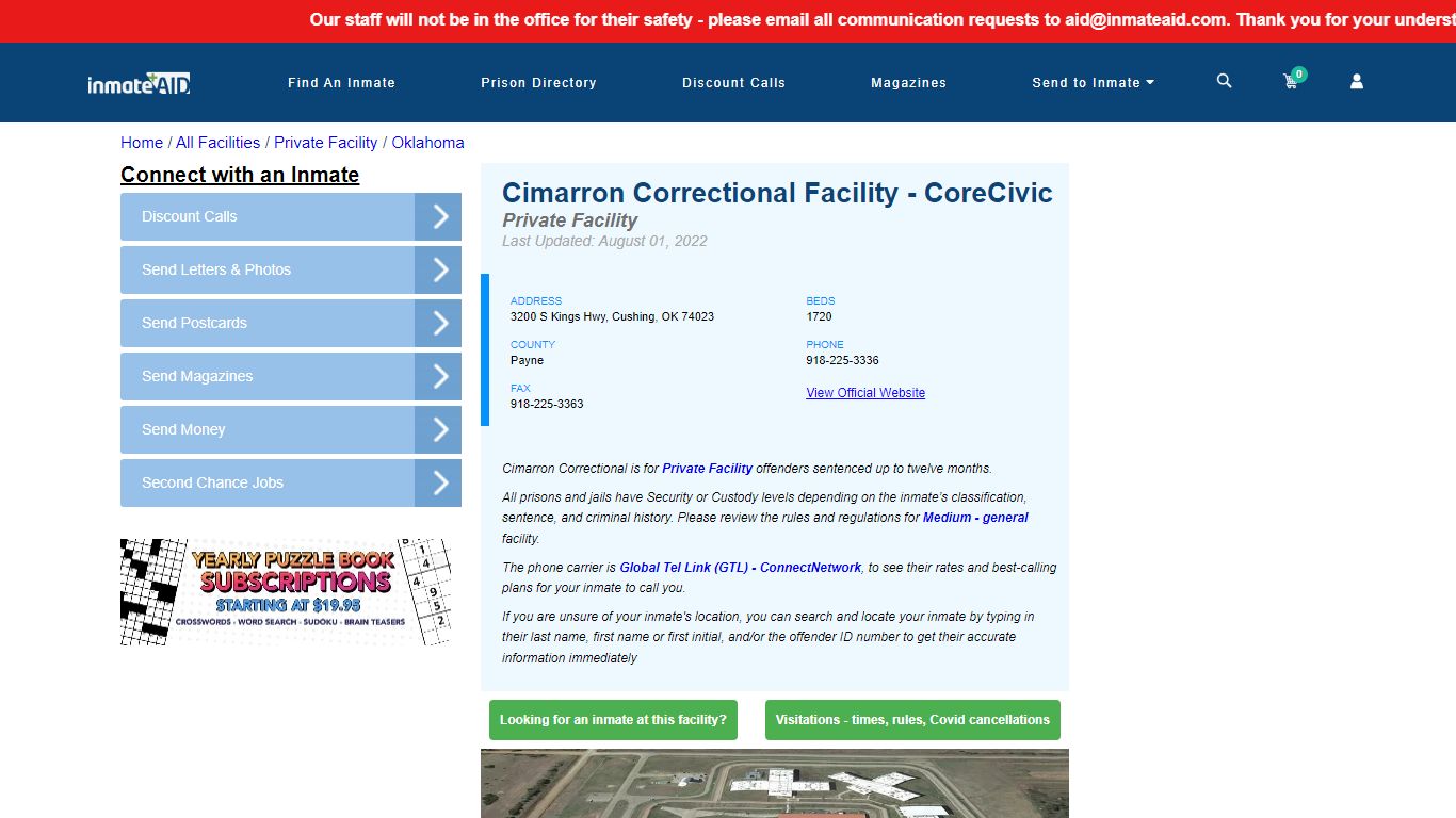 Cimarron Correctional Facility - CoreCivic - Inmate Search ...