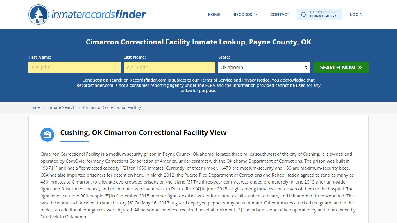 Cimarron Correctional Facility Roster & Inmate Search ...