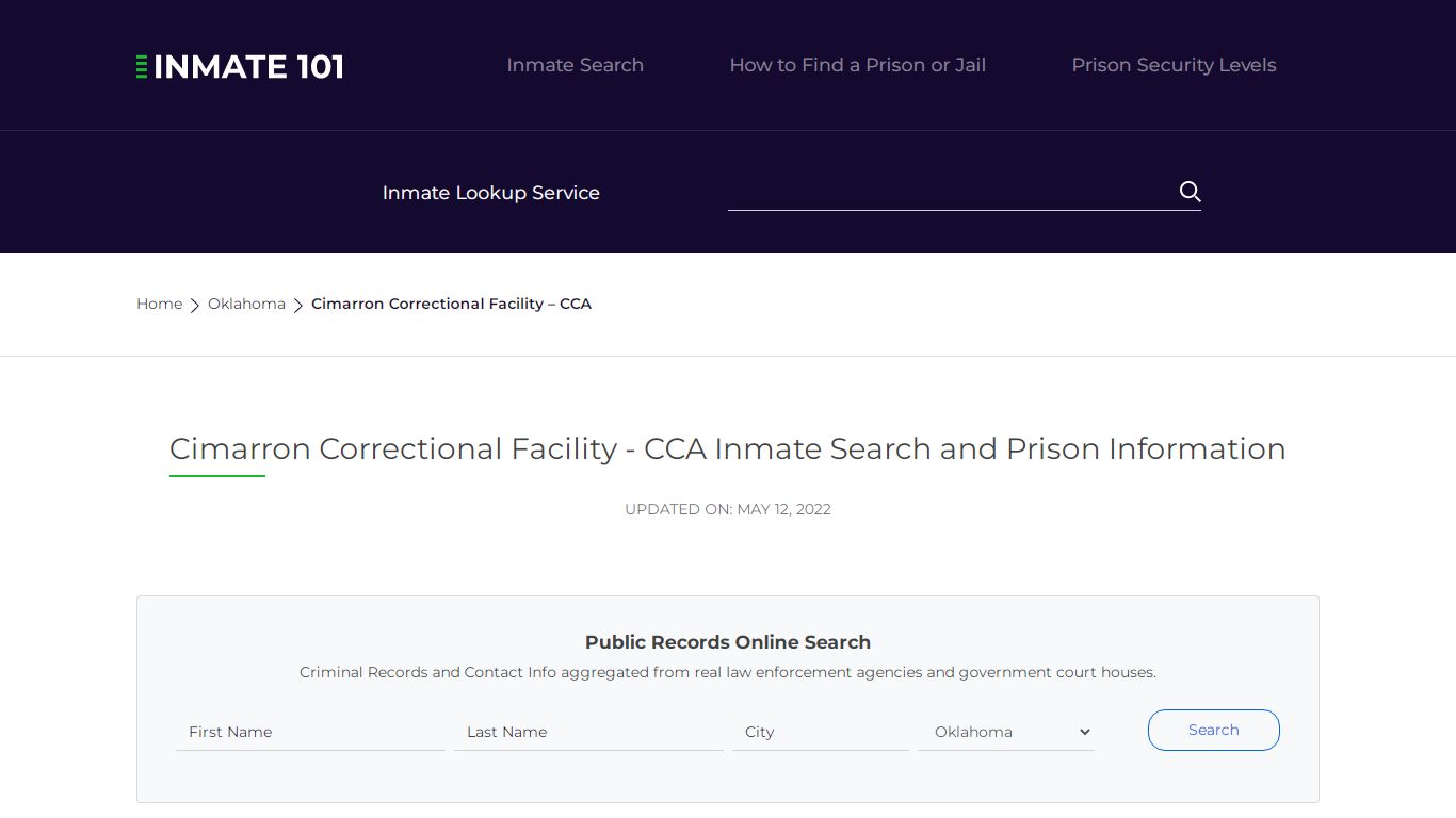 Cimarron Correctional Facility - CCA Inmate Search ...